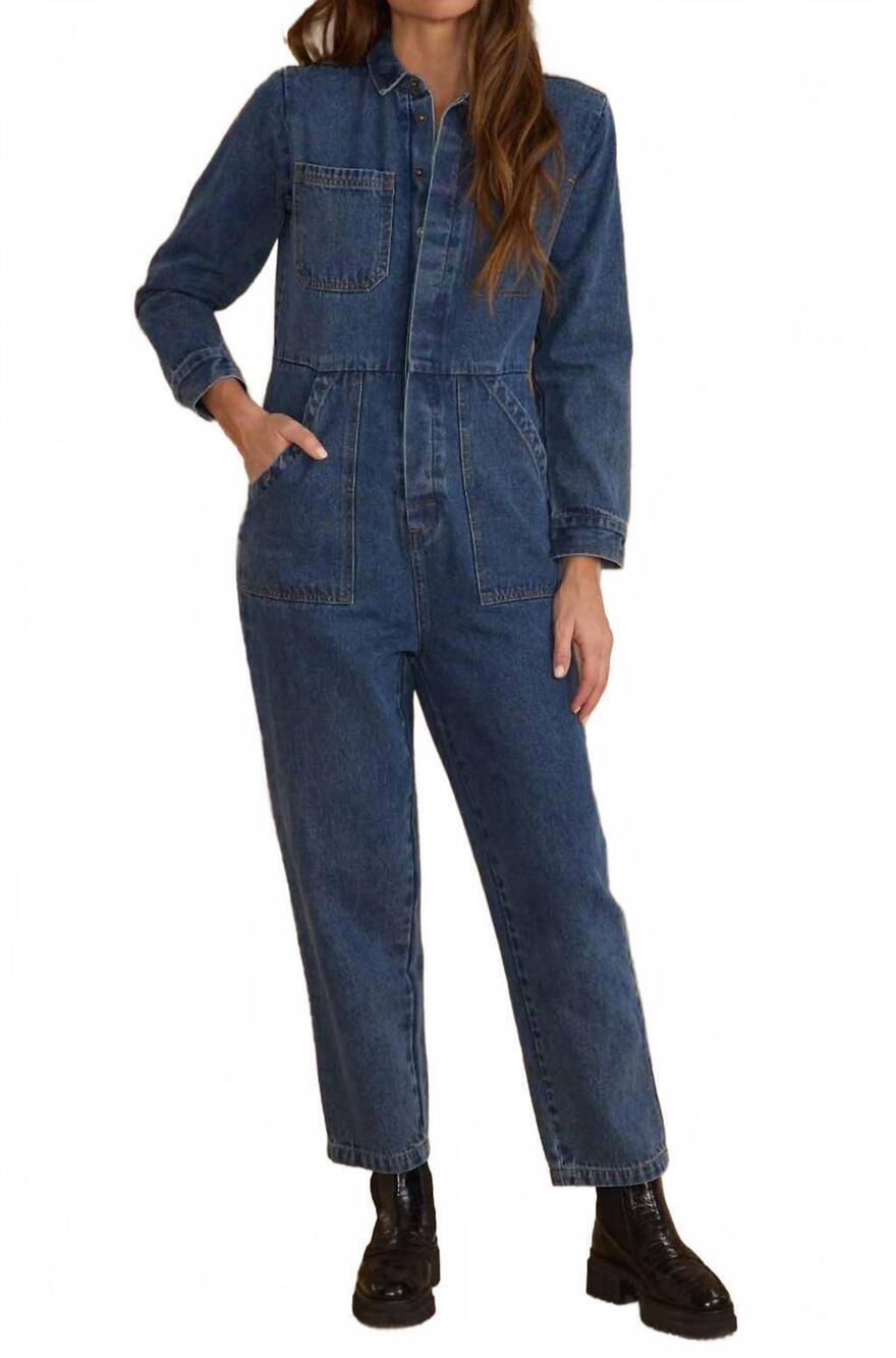 NEW RYLEE + CRU long sleeve coverall in indigo denim